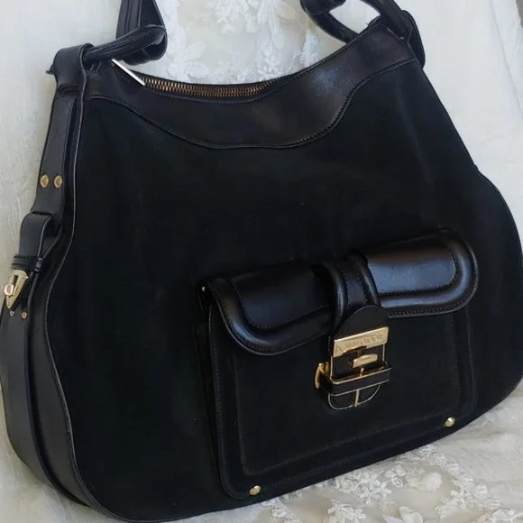Jimmy Choo Black Leather and Suede Hobo Bag Luxury - Picture 10 of 17
